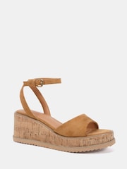 Novo Brown Bali Mid Wedge Two Part Sandals - Image 3 of 6