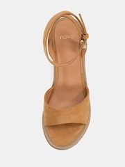 Novo Brown Bali Mid Wedge Two Part Sandals - Image 5 of 6