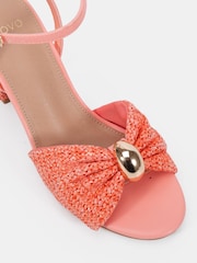Novo Orange Wide Fit Leighton Block Heel Raffia Hardware Two Part Sandals - Image 6 of 6