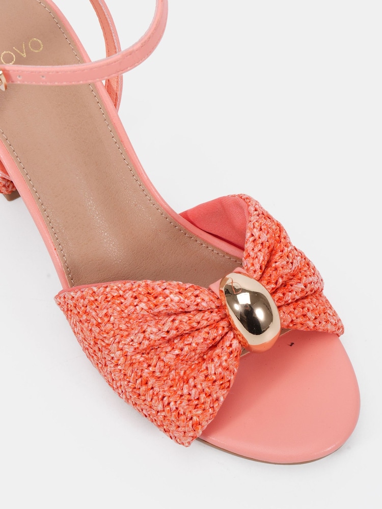 Novo Orange Wide Fit Leighton Block Heel Raffia Hardware Two Part Sandals - Image 6 of 6 Novo Orange Wide Fit Leighton Block Heel Raffia Hardware Two Part Sandals - Image 6 of 6