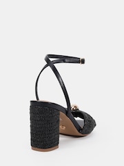 Novo Black Leighton Block Heel Raffia Hardware Two Part Sandals - Image 4 of 6