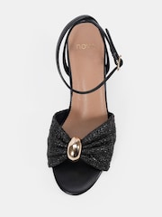 Novo Black Leighton Block Heel Raffia Hardware Two Part Sandals - Image 5 of 6