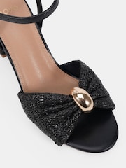 Novo Black Leighton Block Heel Raffia Hardware Two Part Sandals - Image 6 of 6