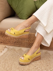 Novo Yellow Billie Mid Wedge Knot Slingback Sandals - Image 1 of 6