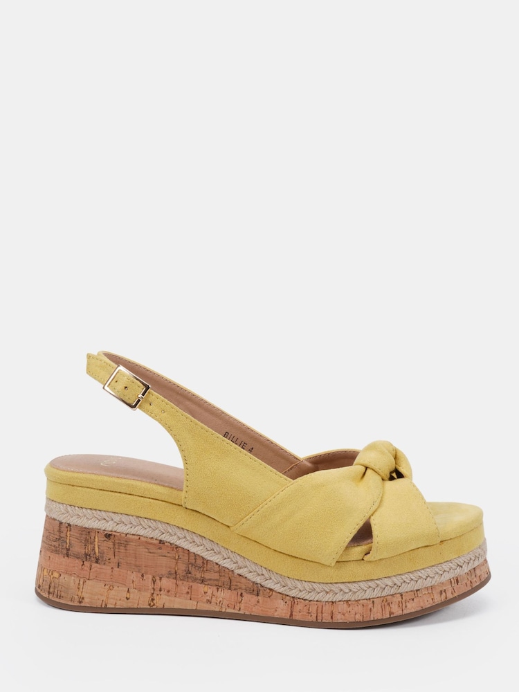 Novo Yellow Billie Mid Wedge Knot Slingback Sandals - Image 2 of 6