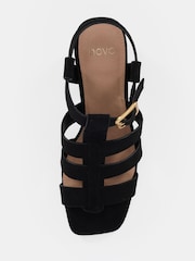 Novo Black Wide Fit Leo Block Heel Gladiator Sandals - Image 5 of 6