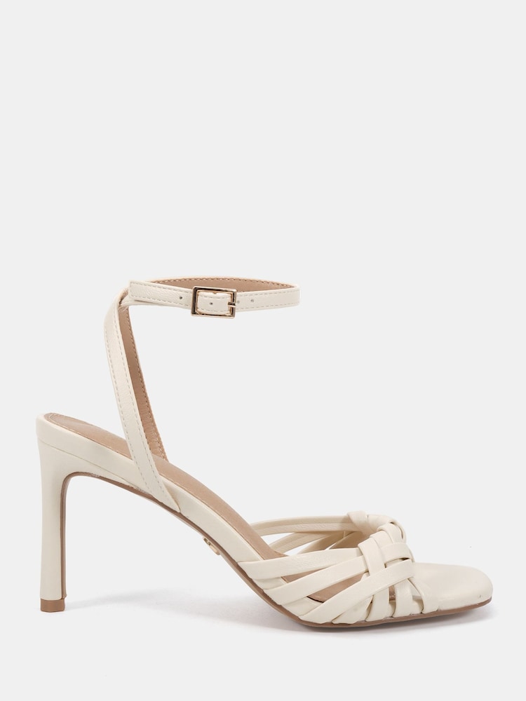 Novo White Wide Fit Lily Strappy Two Part Mid Heel Sandals - Image 2 of 6