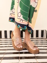 Novo Nude Thea Flatform Buckle Detail Mule Sandals - Image 1 of 6