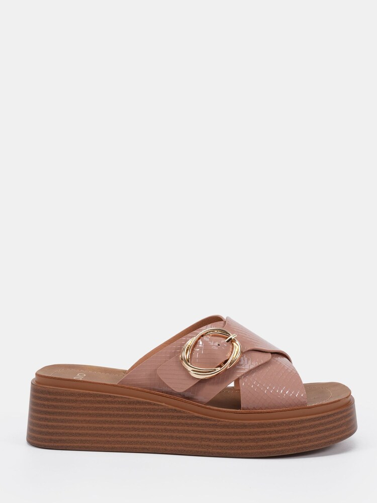 Novo Nude Thea Flatform Buckle Detail Mule Sandals - Image 2 of 6