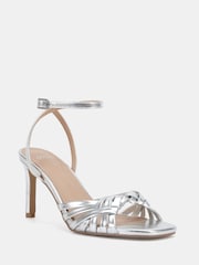 Novo Silver Wide Fit Lily Strappy Two Part Mid Heel Sandals - Image 3 of 6