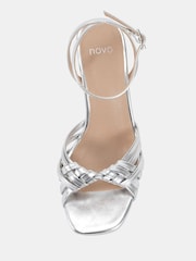 Novo Silver Wide Fit Lily Strappy Two Part Mid Heel Sandals - Image 5 of 6