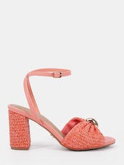 Novo Orange Leighton Block Heel Raffia Hardware Two Part Sandals - Image 2 of 6