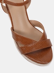 Novo Brown Wide Fit Bianca Two Part Cork Wedge Sandals - Image 5 of 6