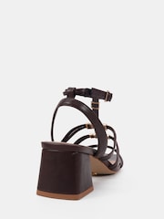 Novo Brown Wide Fit Leonora Block Heel Hardwear Strappy Sandals - Image 4 of 6