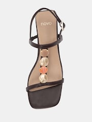 Καφέ - Novo Lottie Mid Heel Embellished T Bar Sandals - Εικόνα 6 του 6