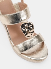 Novo Gold Wide Fit Bethany Hardware Detail Strap Wedge Sandals - Image 5 of 6