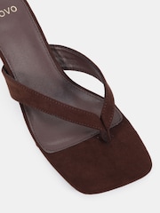 Novo Brown Lexi Low Heel Toe Post Mule Sandals - Image 5 of 6