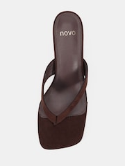 Novo Brown Lexi Low Heel Toe Post Mule Sandals - Image 6 of 6