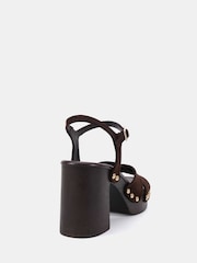 Novo Brown Wide Fit Lucia Block Heel Two Part Clog Sandals - Image 4 of 6