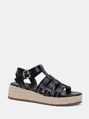 Novo Black Tallie Espadrille Gladiator T Bar Sandals - Image 3 of 6