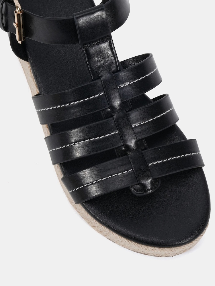 Novo Black Tallie Espadrille Gladiator T Bar Sandals - Image 6 of 6 Novo Black Tallie Espadrille Gladiator T Bar Sandals - Image 6 of 6