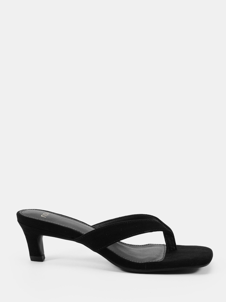 Novo Black Lexi Low Heel Toe Post Mule Sandals - Image 2 of 6