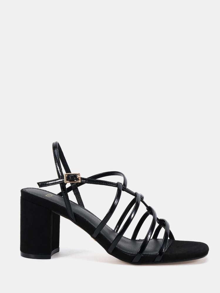 Novo Black Wide Fit Leanne Block Heel Strappy Sandals - Image 2 of 6