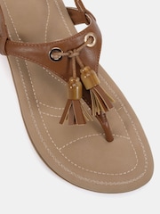 Novo Brown Wide Fit Tessa Toe Post Padded Footbed Sandals - Image 5 of 6