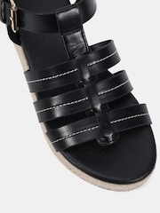 Novo Black Wide Fit Tallie Espadrille Gladiator T Bar Sandals - Image 5 of 6