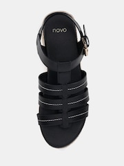 Novo Black Wide Fit Tallie Espadrille Gladiator T Bar Sandals - Image 6 of 6