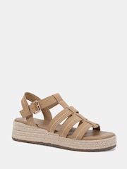Novo Natural Wide Fit Tallie Espadrille Gladiator T Bar Sandals - Image 3 of 6