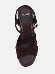 Bruin - Novo Lucia Block Heel Two Part Clog Sandals - Afbeelding 5 van 6
