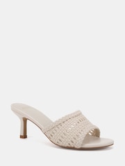 Novo White Libby Mid Heel Woven Mules - Image 3 of 6