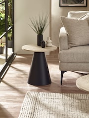 Julian Bowen Travertine Effect  Black Elgon Coffee & Side Table - Image 2 of 9