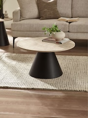 Julian Bowen Travertine Effect  Black Elgon Coffee & Side Table - Image 4 of 9