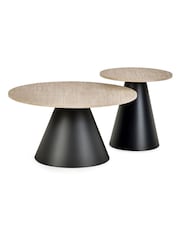Julian Bowen Travertine Effect  Black Elgon Coffee & Side Table - Image 7 of 9