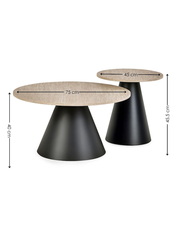 Julian Bowen Travertine Effect Black Elgon Coffee & Side Table - Image 9 of 9 Julian Bowen Travertine Effect Black Elgon Coffee & Side Table - Image 9 of 9