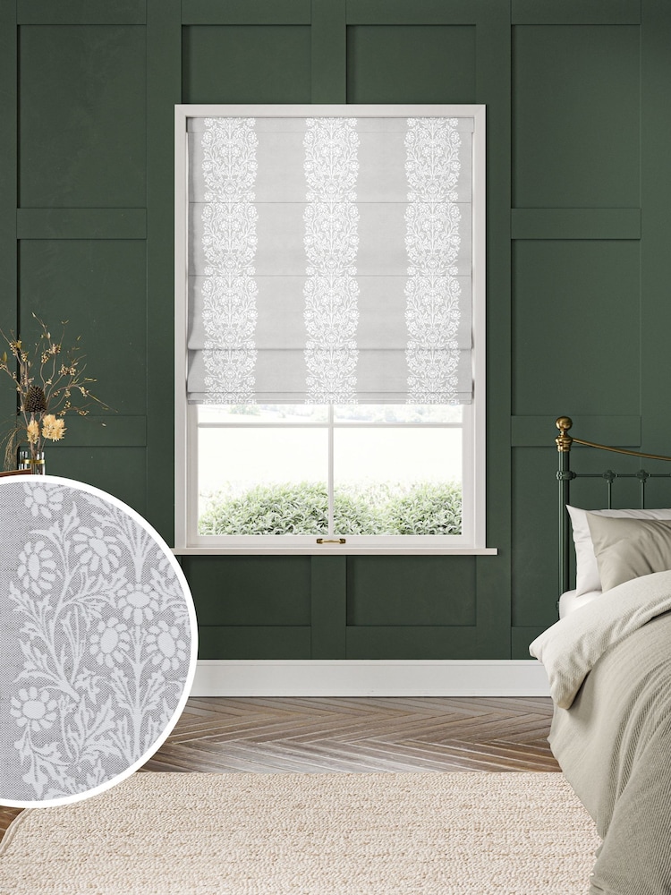 William Morris At Home Blackthorn Woven Stripe Cobble Made to Measure Roman Blind - Image 1 of 6 William Morris At Home Blackthorn Woven Stripe Cobble Made to Measure Roman Blind - Image 1 of 6