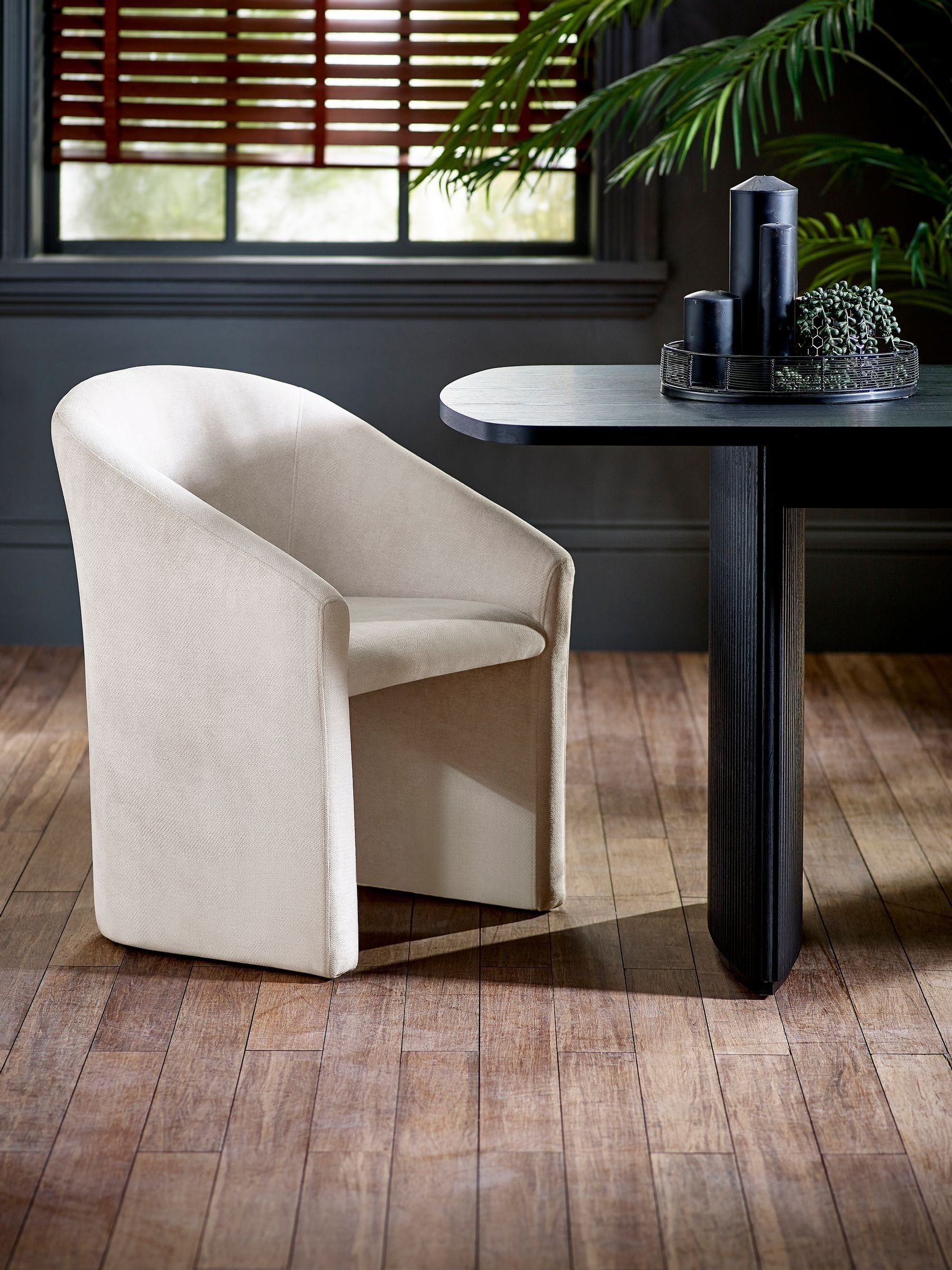 Julian Bowen Anthea Cream Tub Dining Chair | Contemporary Upholstered Kitchen Chairs for Dining Room, No Assembly Needed, Soft Fabric Arms & Legs - Image 5