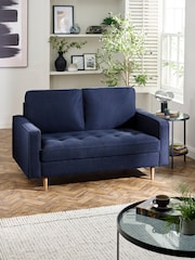 Julian Bowen Deep Blue Henrietta 2 Seater Sofa - Image 1 of 8