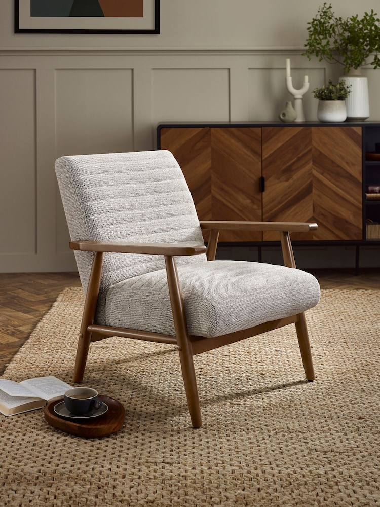 Julian Bowen Oyster White Brown Ivy Armchair - Image 1 of 8