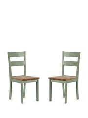 Julian Bowen Sage Green and Natural Oak Effect Linwood Dining Chair - Image 6 of 16