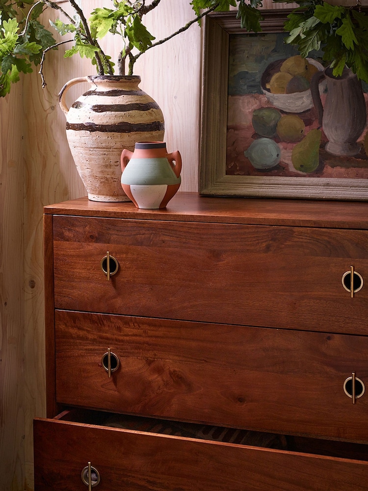 Swoon Mid Brown Morse Mango Wood Three-Drawer Chest Of Drawers - Image 2 of 7 Swoon Mid Brown Morse Mango Wood Three-Drawer Chest Of Drawers - Image 2 of 7