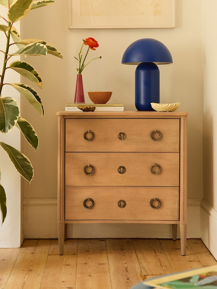 Swoon Light Brown Reyna Mango Wood Chest Of Three Drawers - Image 1 of 5 Swoon Light Brown Reyna Mango Wood Chest Of Three Drawers - Image 1 of 5