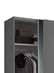Julian Bowen Light Oak and Dark Grey Berno Sliding Door Wardrobe With Mirror - Image 10 of 15