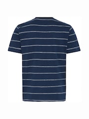 Casual Friday Blue Lie Crew Neck Striped Slub T-Shirt - Image 2 of 3