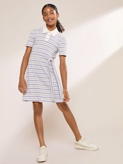 Lipsy White/Purple Stripe Jersey Collar Dress (5-16yrs) - Image 1 of 5