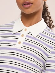 Lipsy White/Purple Stripe Jersey Collar Dress (5-16yrs) - Image 3 of 5