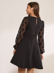 Lipsy Black 3D Floral Sleeve Dress (5-16yrs) - Image 5 of 5