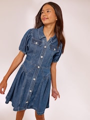Lipsy Blue Denim Collar Diamante Dress (5-16yrs) - Image 3 of 5